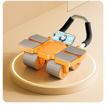 Mi lan's new four-wheel abdominal fitness wheel, automatic rebound abdominal fitness tool, men's and women's home fitness equipment, abdominal tightening fitness equipment, orange + kneeling mat
