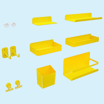 Yusen yidong hole board special accessories magnetic desk storage box study desk pen holder bookshelf diy storage rack design 6-piece set package + yellow hole spacing 26mm