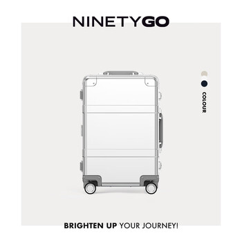 90 points suitcase metal trolley case aviation grade magnesium aluminum alloy boarding case unisex universal wheel suitcase silver version 20 inches (can be boarded)