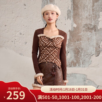 Nishimachi village house (setirom) retro shirt women's 2025 winter new style lace splicing gradient top xaad10500 dark coffee one size