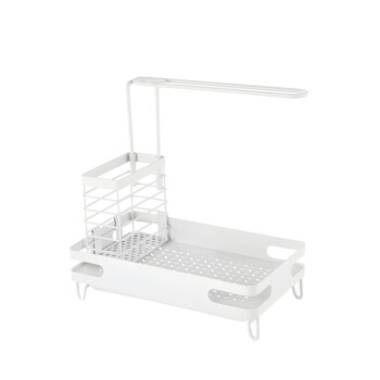 Shantou lincun kitchen countertop stainless steel drain rack sponge storage basket hand soap storage rack dishwashing sink storage rack sponge rack rag sponge rack white