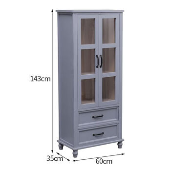 Fantasy full solid wood wine cabinet bookcase display cabinet high-end cabinet retro multi-functional living room wall storage cabinet storage cabinet new gray double draw style shipped in one package