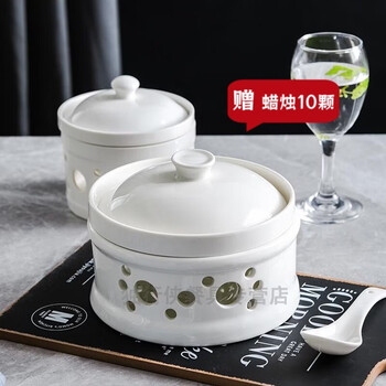 Jingyitong hotel buddha jumps over the wall stew cup ceramic covered stove one wing cup sea cucumber cup bird's nest stew cup candle heating bowl transparent 5.5 inch + white spoon