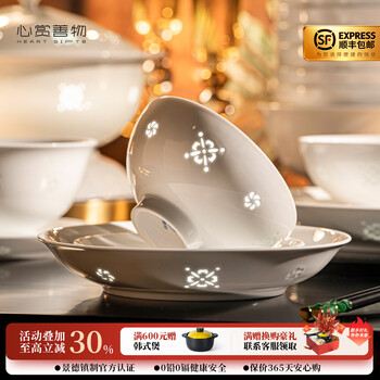 Heart appreciate good things jingdezhen linglong high white porcelain dishes and dishes set household 2025 new high-looking tableware plates and bowls complete set high white porcelain linglong zhiyu 28-head practical pack