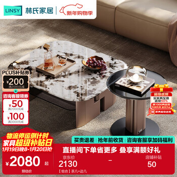 Lin's home marble coffee table living room 2025 new light luxury high-quality side table tv cabinet set luxury series vd2l combination coffee table + side table