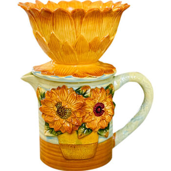 Van gogh ceramic cup sunflower creative personality trendy literary oil painting style hand-brewed coffee filter pot filter cup van gogh sunflower filter cup 600ml