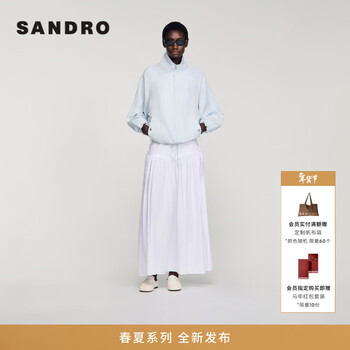 Sandro2026 spring new women's french fashion drop shoulder sleeves diagonal pocket drawstring waist design jacket 40/sky blue s 36