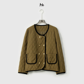 Me home yang mustard green diamond plaid versatile jacket light luxury temperament women's white warm jacket meqc2570 mustard green one size 36 (80-100)