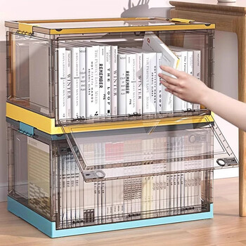 Fantasy foldable storage box student classroom book organizing box book box storage box transparent book storage box large + transparent white length 47x width 35x height 23.5cm
