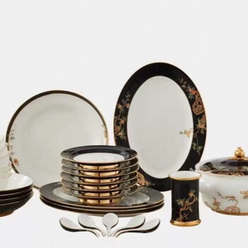 Yongfengyuan (auratic) chinese porcelain yongfengyuan pomegranate home 30/31/44/91-piece tableware set light luxury dishes and tableware household 6-person tableware 31-piece