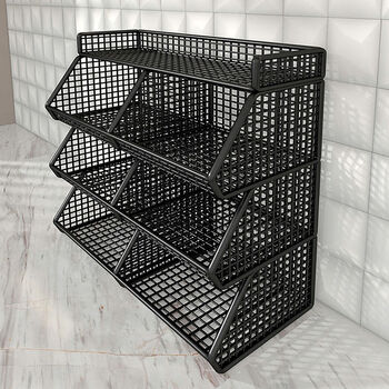 Fantasy dining table storage rack desktop dining table storage tea cup storage multi-layer organizer desktop black two layers and two compartments