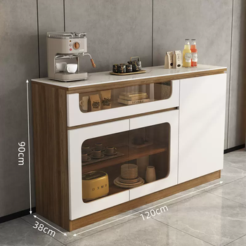 Yusenyi cabinet dining table side wall integrated storage cabinet slate solid wood tea new bar side cabinet coffee meal 2025 water cabinet three doors and one drawer walnut color 120x38x90