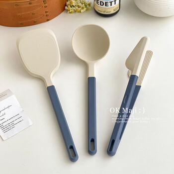 Wing fantasy food grade high temperature resistant silicone spoon non-stick special spoon household large thickened silicone spatula set pt silicone kitchenware + food tongs