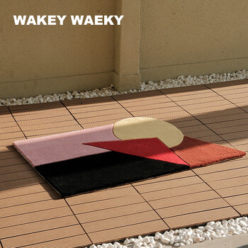 Yusenyi wakeywakey original design colorful geometric pattern wool carpet bedroom entrance bedside floor mat tapestry geometric story 60cmx90cm