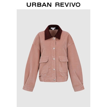 Ur2026 spring new women's urban retro barn style contrast color lapel casual jacket uyu860049 gray pink (loose) xs