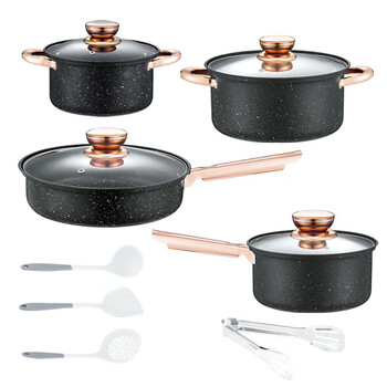Shantou lincun 12-piece medical stone pot set non-stick pot gift pot home kitchen cooking multi-purpose pot set sbd-b013 18/20/24/26