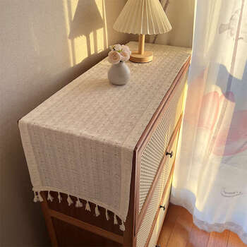 Fantasy table runner dining table coffee table sideboard tablecloth tv cabinet shoe cabinet waffle cotton and linen table runner width 30x length 220 cm