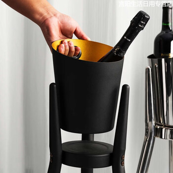 Yusenyi luxury ice bucket set floor-standing champagne bucket inclined wine ice bucket ktv club ice bucket silver inclined mouth ice bucket with stand set