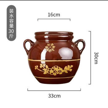Tuojin lard jar ceramic oil jar kitchen household earthenware pot with lid and oil jar storage container old-fashioned bacon jar 30 catties water capacity oil jar