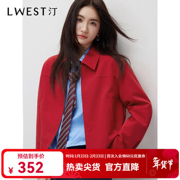 L.west new year red short jacket women's 2026 spring new fashion lapel loose slim jacket top red s 155/80a/s