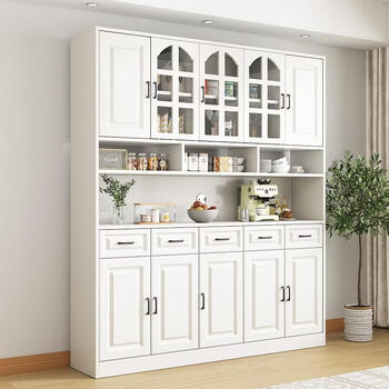 Yong huan yiyang modern solid wood sideboard wine cabinet storage cabinet integrated wall kitchen balcony living room storage cabinet 200 long four drawers + side cabinet + european door solid wood 16mm back panel installation included