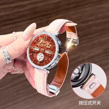 Huawei valentine's day gift huawei watch gt6 women's smart watch emotional health assistant new bluetooth call ovarian function evaluation birthday gift for business men and women goddess customized gt6 streamer purple + full diamond case + pink lychee pattern magnet fashion new products