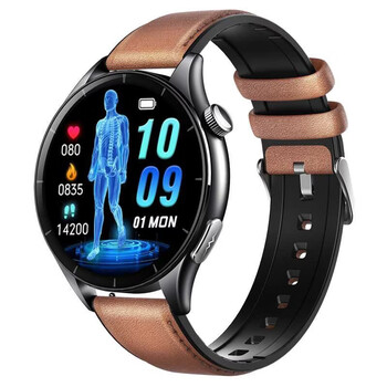 Other new medical-grade smart blood pressure watches for the elderly with bluetooth calls, blood lipids, uric acid, heart rate, electrocardiogram monitoring, top version brown, performance improvement + high-definition bluetooth calls + dynamic blood sugar assessment + high blood pressure