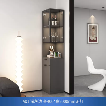 Yusenyi light luxury wine cabinet corner cabinet corner triangular display corner cabinet wall glass cabinet multifunctional living room cabinet sideboard a01 dark gray edge length 400x height 2000mm solid wood ecological board