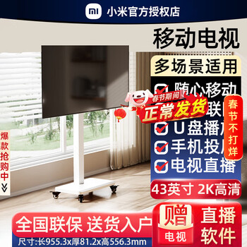 Xiaomi redmi removable tv smart high-definition floor-standing office conference large-screen all-in-one wireless wifi projection display living room bedroom elderly home tv screen 43-inch tv + floor stand + package installation