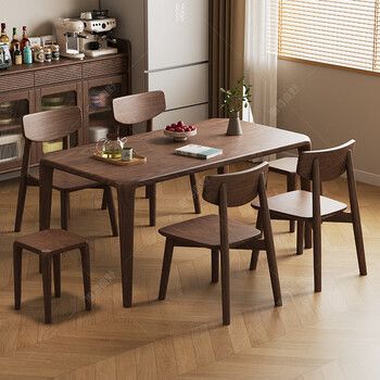 Huixunzhong antique pure ash solid wood dining table and chair combination modern simple living room home new multi-person dining table black walnut color #dining table fas grade ash no veneer no auxiliary materials 140cm *80cm *75cm