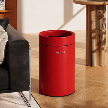 Ascor kitchen trash can 2026 new style living room light luxury high-end bedroom high-value stainless steel large capacity italian style waste basket zuiyanhong-10l wheelless model