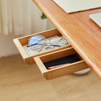Fantasy office under-desk drawer box storage pen box pull-out sundries small box under-desk hidden storage box +++ small bamboo model