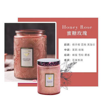 Shantou lincun y large embossed cup essential oil scented candle companion gift bedroom home smoke-free scented candle gift box honey rose