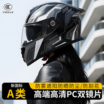 Junhaolong men's men's cycling motorcycle helmet built-in bluetooth headset all-in-one smart high-end 3c certified anti-fog full-face helmet class a gundam gray hd dual mirror + bluetooth set xl (57-60 head circumference)
