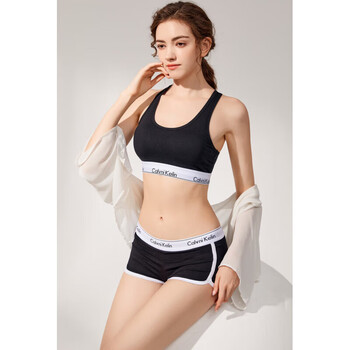 Ck underwear set for women without rims, can be worn outside, light sports boxer shape back vest bra, black suit l (106-130 pounds)