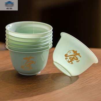 Fantasy emerald green disposable kung fu tea cup thickened anti-scald small tea cup business hospitality cup tea character jade green tea cup 50 pieces