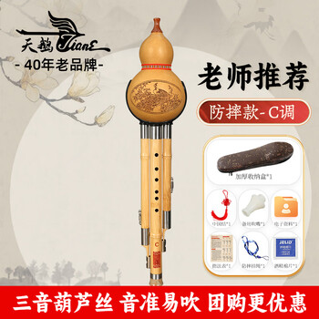 Swan (swan) h31 hulusi nanzhu anti-fall c key children primary school students beginners practice three-note double white copper performance grade hulusi