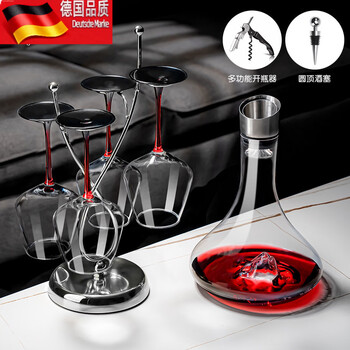 Tuojin family of four red wine glass set light luxury goblet holder upside down ornaments main picture red rod 450ml * 4 pieces + tall iceberg decanter + hair