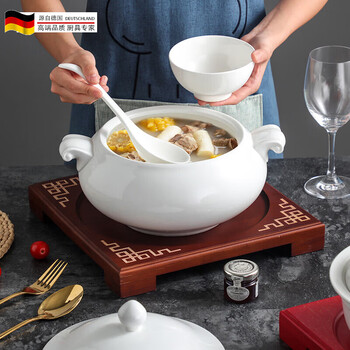 Tuojin stew pot water-proof hotel club ceramic extra large stew pot with two ears buddha nest with lid large soup cup on the seat 1 10-inch buddha nest 4-8 people, about 2000ml