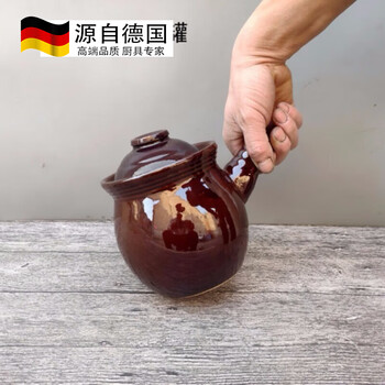 Tuojin clay pottery lithium standing soup pot and stew pot, single handle earthenware pot soup pot, casserole pot, stew pot, soup pot, medium and small size about 1100ml
