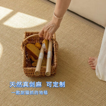 Fantasy jute straw carpet living room bedroom tea room study room model room floor mat light color sisal machine hemming 300x400cm
