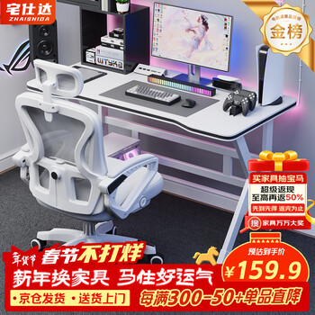 Zhaishida computer desk gaming desk desktop home game desk office desk simple study writing desk dnz-07 white carbon fiber 120*60cm-double wire hole