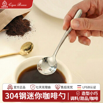 Cyciyubense 304 stainless steel coffee spoon stirring spoon seasoning spoon salt spoon dessert spoon mini extra small spoon 11cm thickened 304 round spoon (single pack)