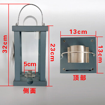 Fantasy solid wood glass shade lantern, real fire candle, wind lantern, horse lantern, retro lamp, portable windproof camping emergency lighting candle holder, solid wood wind lantern (one candle included)