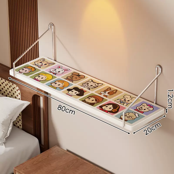 Yusenyi projector set-top box rack support punch-free bracket wall-mounted router placement wall tv rack shelf dopamine white 80x20cm