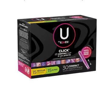 U by kotex~american kotex silk sanitary napkin tampon catheter type click plastic short catheter swimming upgrade 30 pieces-short catheter-mixed 15 out of 15 others