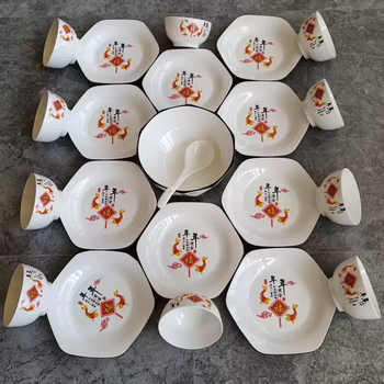 Yusenyi 2026 perfect platter tableware hot model hexagonal plate plate combination diamond plate complete set high-looking 10 plates-10 bowls-soup bowl 10