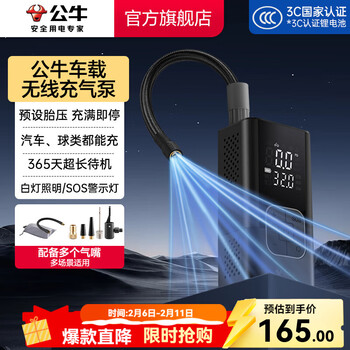 Bull car air pump portable wireless digital tire pressure monitoring preset tire pressure tire inflator car electric vehicle battery 2000mah*2 pieces cc119