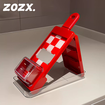 Zozx multi-functional vegetable cutting artifact kitchen shredder, potato radish shredder, hand-friendly fine grater, red\4-in-1 stainless steel blade, 4 blades + vegetable catcher + hand guard