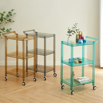 Zhong zhanggui beauty salon special trolley barber shop tool cabinet dyeing and perming hairdressing and manicure tool cabinet multi-layer mobile storage rack acrylic dye cream coffee color + upgraded anti-tangle wheel official standard